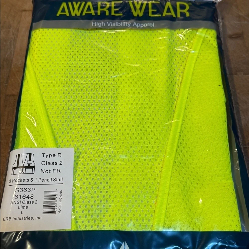 High Visibility Safety Vests Neon Green 3 pocket Aware Brand New Lot of 4